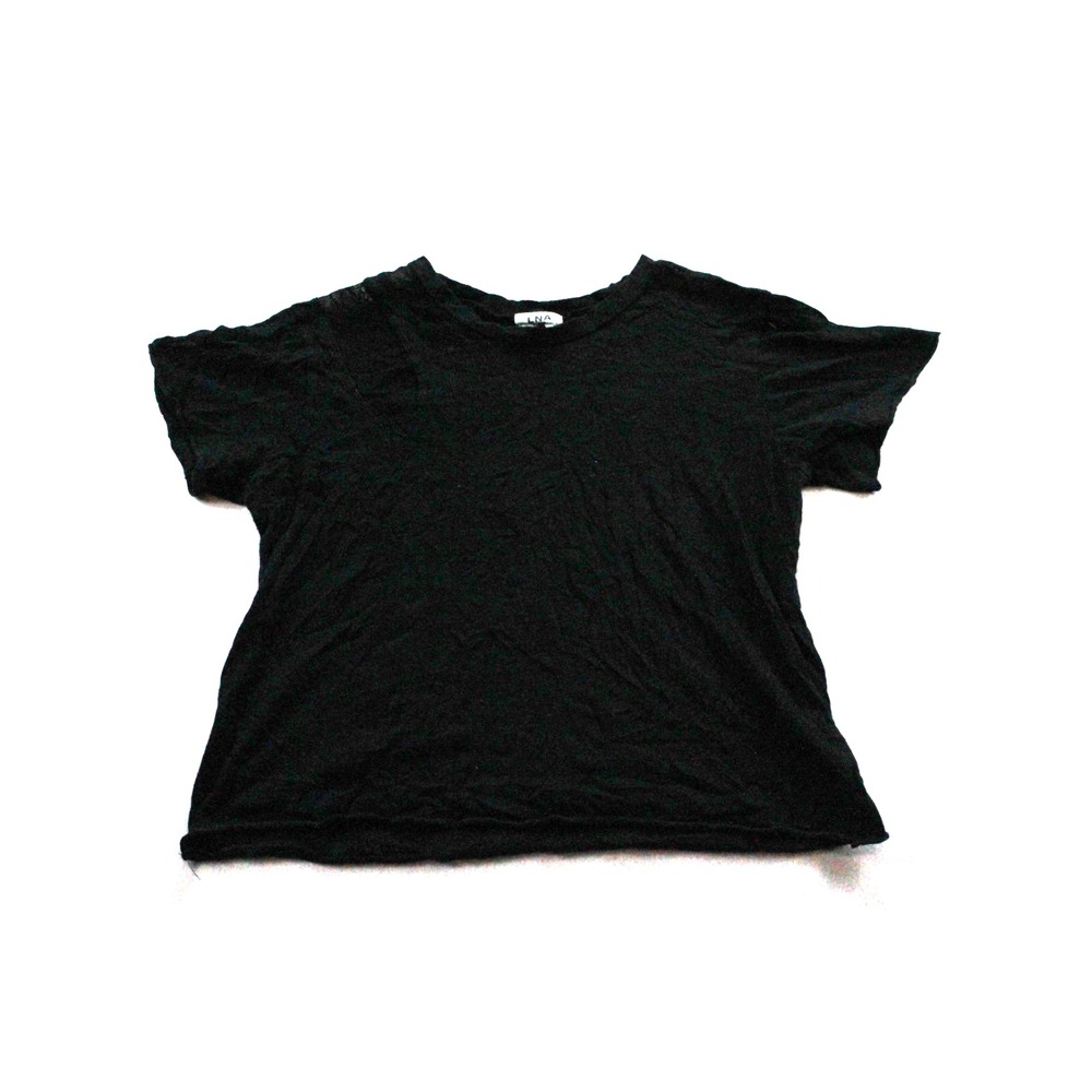 LNA Women Black Top Short Sleeve Casual Round Neck Size Small